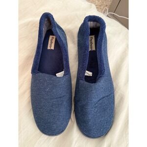 Dearfoams Cozy Comfort Men's Slippers Corduroy Style Blue Size Large‎